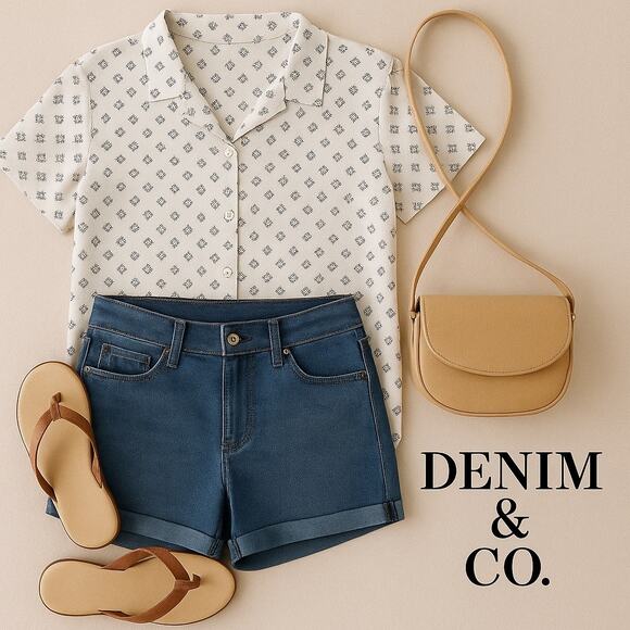 NWT Denim & Flower Petite Print Blouse Sz. XL - Picture 1 of 6